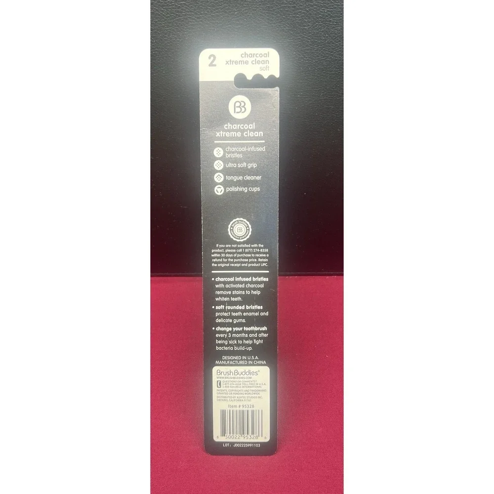Brush Buddies~ Charcoal‎ Infused Toothbrushs - Soft Bristle Blue
